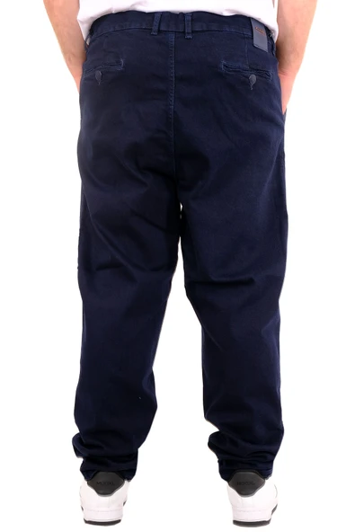 Mode XL Büyük Beden Erkek Kot Pantolon Yan Cep CHINO 18880 Lacivert - 4