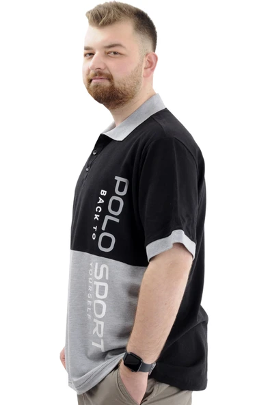 Mode XL Büyük Beden Erkek Polo Yaka T-Shirt POLO SPORT U24323 Grimelanj - Resim 2