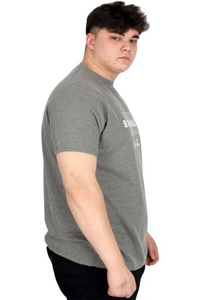 Mode XL Büyük Beden Erkek Tişört Baskılı BROOKLYN WAFFLE U25002 Haki - Resim 3