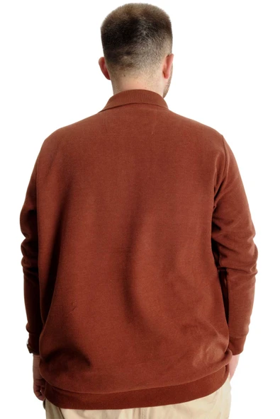 Mode XL Büyük Beden Erkek Sweat Polo Selanik Basic 20441 Tarçın - Resim 4
