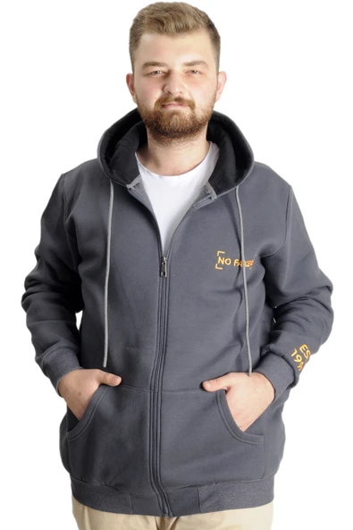 Mode XL Büyük Beden Erkek Sweat  Ferm. No Fakers 23545 Füme