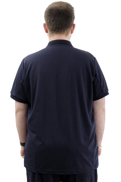 Mode XL Büyük Beden Erkek Tişört Polo Yaka JAKAR U24337 Lacivert - Resim 5