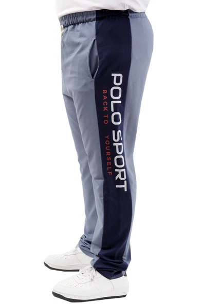 Mode XL Büyük Beden Erkek Eşofman Altı Cepli Baskılı SPORT 24516 Mavi - Resim 3