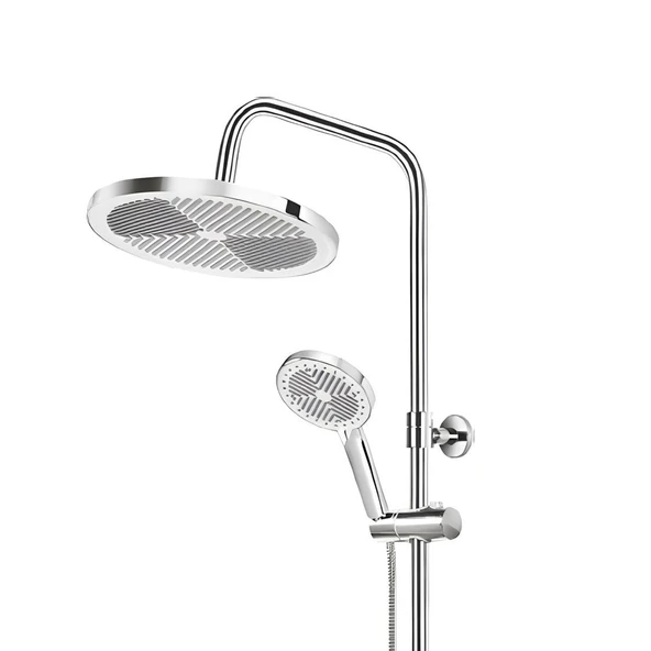 Anka Robot Duş Seti Tam Takım Beyaz Krom Lüks Yağmurlama Fonksiyonlu Yükseklik Ayarlı Duş Sistemi - Resim 5