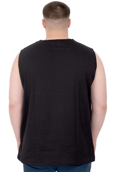 Mode XL Büyük Beden Erkek Atlet Nakışlı U25101 Siyah - 3