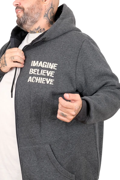 Mode XL Erkek Büyük Beden Sweat Kapşon Ferm. Baskılı 24538 - Resim 3