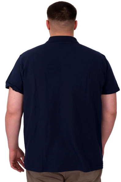 Mode XL Büyük Beden Erkek T-Shirt Polo Sea Bound U25303 Indigo - Resim 3