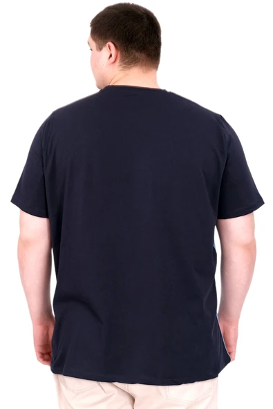 Mode XL Büyük Beden Erkek T-Shirt Parçalı U25501 Lacivert ürün görseli 1
