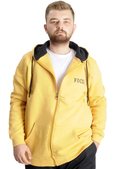 Mode XL Büyük Beden Erkek Sweat Kapşon Focus 23539 Hardal ürün görseli