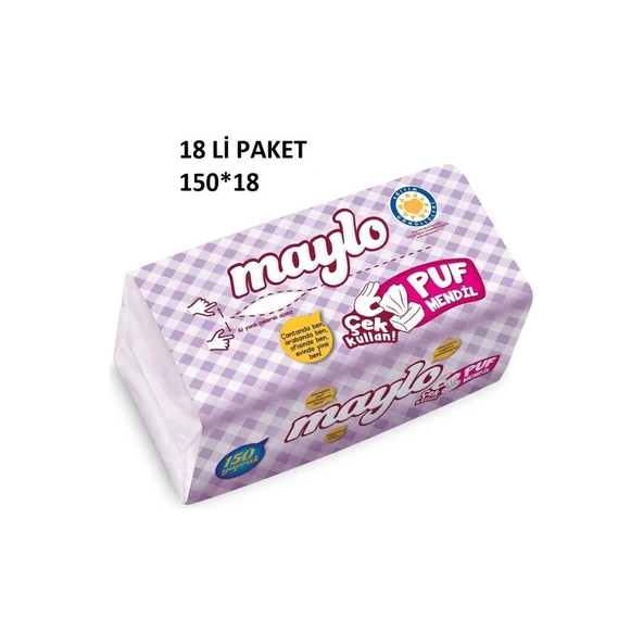 Maylo Puf Mendil 150 Yaprak x 18 Paket (2700 Yaprak)