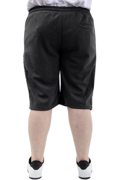 Mode XL Büyük Beden Erkek Kapri Şort Baskılı SIMPLE 24504 Antramelanj - Resim 4