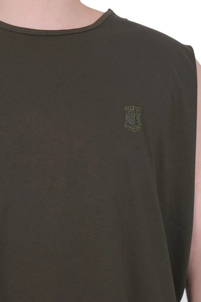 Mode XL Büyük Beden Erkek Atlet Nakışlı U25101 Haki - 4