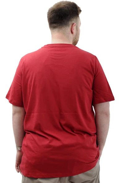 Mode XL Büyük Beden Erkek Baskılı Tişört Bisiklet Yaka Pamuklu FLAME U24082 Bordo - Resim 4