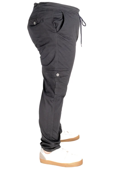 Mode XL Büyük Beden Pantolon Keten Kargo Jogger Milano 21912 Lacivert - Resim 2