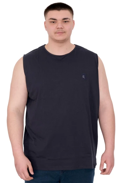 Mode XL Büyük Beden Erkek Atlet Nakışlı U25101 Lacivert