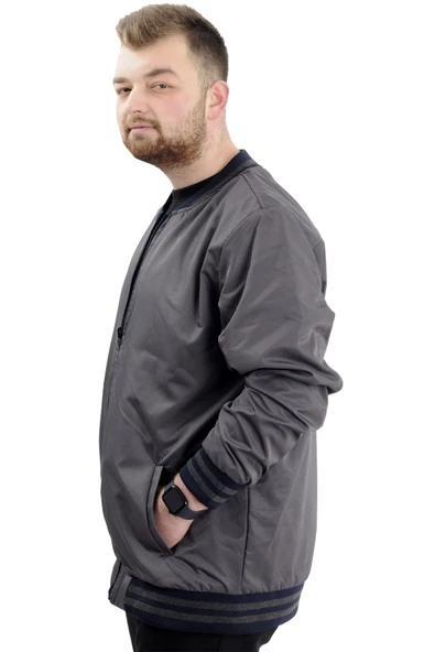 Mode XL Büyük Beden Erkek Çift Taraflı Mont 23652 Antrasit - Resim 5