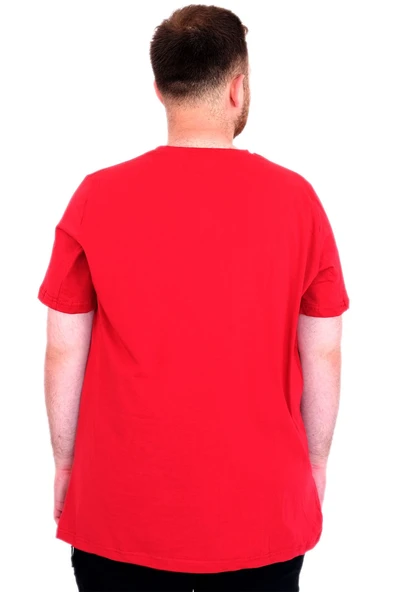 Mode XL Büyük Beden Erkek T-Shirt Bisiklet Yaka ORIGINALS U25038 Bordo - Resim 8