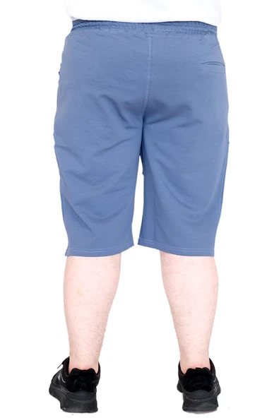 Mode XL Büyük Beden Erkek Şort 2 İplik Parçalı U25504 Mavi - Resim 4