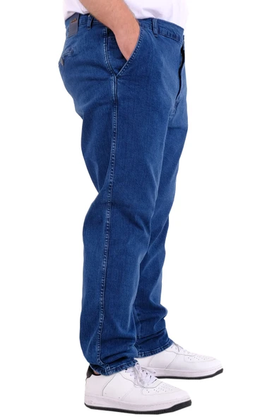 Mode XL Büyük Beden Erkek Kot Pantolon Yan Cep CHINO 18880 Açık Mavi - 3