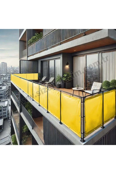 sizenelazım 80cm x 2m  Sarı PVC Su Geçirmez Balkon Demiri Korkuluk Çit Branda ürün görseli