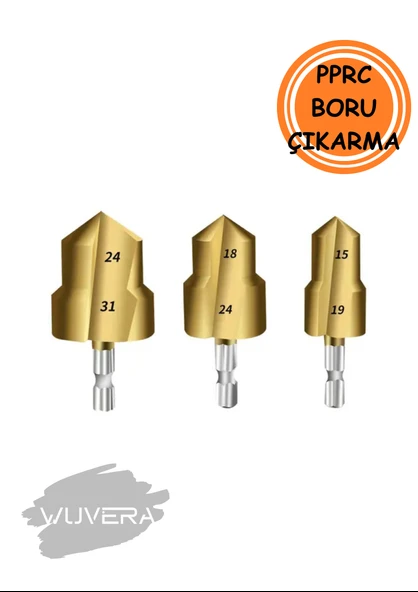 Wuvera 3’lü Havşa Matkap Ucu Seti – Boru Genişletme ve Raybalama (20‑25‑32 mm) ürün görseli 1