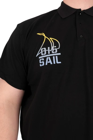 Mode XL Büyük Beden Erkek T-Shirt Polo Sail U25301 Siyah - Resim 5