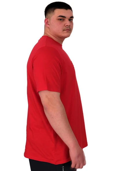 Mode XL Büyük Beden Erkek T-Shirt Bisiklet Yaka Reseve U25017 Kırmızı - Resim 2