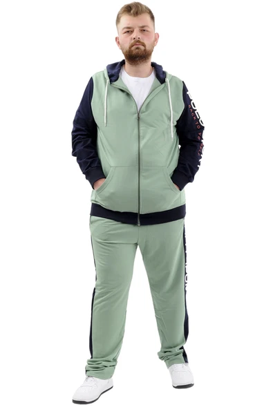 Mode XL Büyük Beden Erkek Eşofman Altı Cepli Baskılı SPORT 24516 Çağla - Resim 2