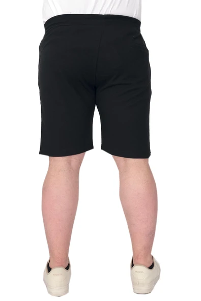 Mode XL Büyük Beden Erkek Şort Düz Waffle 23498 Kömür Siyah - Resim 3