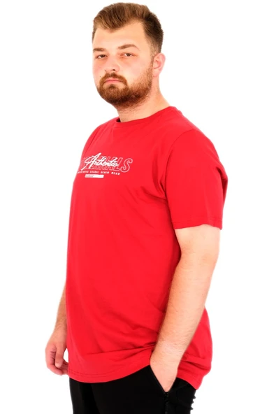 Mode XL Büyük Beden Erkek T-Shirt Bisiklet Yaka ORIGINALS U25038 Bordo - Resim 7