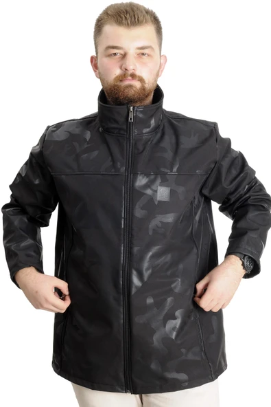 Mode XL Büyük Beden Erkek Waterproof Softshell 23232 Siyah