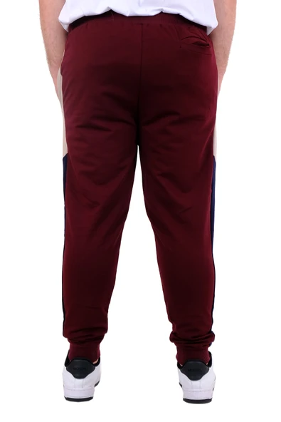 Mode XL Büyük Beden Erkek Eşofman Altı İnterlok Garnili BROOKLYN 24517 Mürdüm - Resim 4