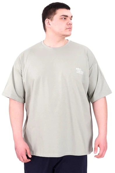 Mode XL Büyük Beden Erkek T-Shirt Bisiklet Yaka FAITH U25030 Çağla ürün görseli