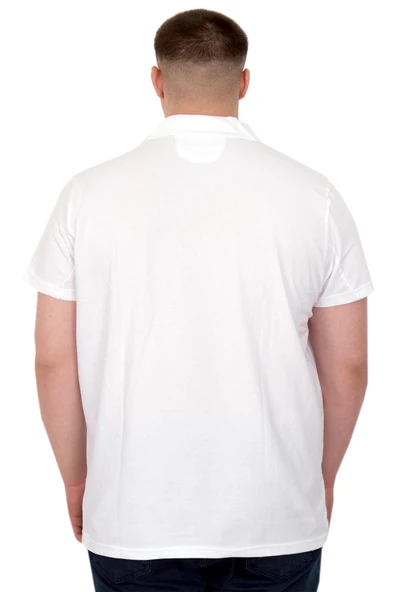 Mode XL Büyük Beden Erkek T-Shirt Polo Sea Bound U25303 Beyaz - Resim 3