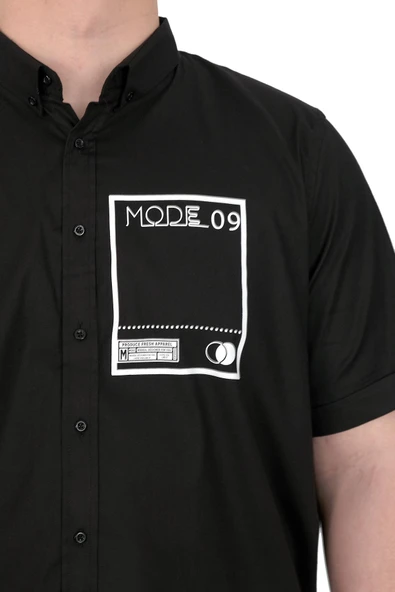 Mode XL Büyük Beden Erkek Gabardin Gömlek Mode09 U25603 Siyah - 5
