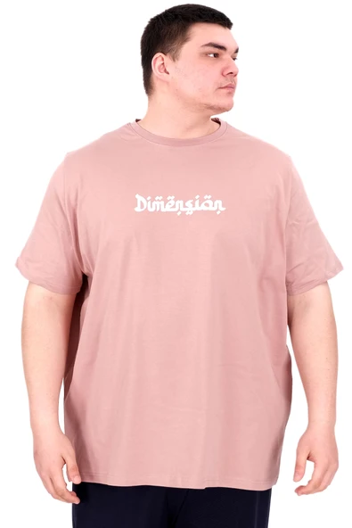 Mode XL Büyük Beden Erkek T-Shirt Bisiklet Yaka DIMENSION U25025 Gül Rengi ürün görseli