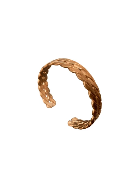 Eskitme Örgü Motifli Bakır Bileklik | Otantik, Doğal ve Etnik Ayarlanabilir Manşet Tasarım ürün görseli 1