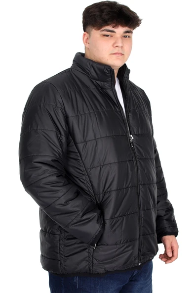 Mode XL Büyük Beden Erkek Dik Yaka Kapitone Mont U24614 Siyah - 2