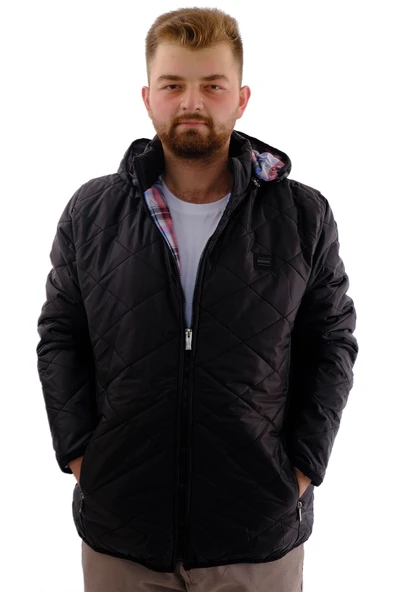 Mode XL Büyük Beden Erkek Kapitone Mont Kapüşonlu U24606 Antrasit ürün görseli