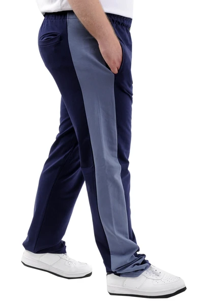 Mode XL Büyük Beden Erkek Eşofman Altı Cepli Baskılı SPORT 24516 İndigo - Resim 4