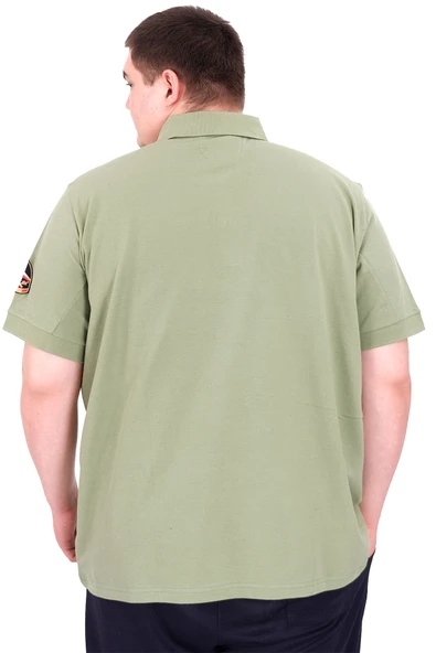 Mode XL Büyük Beden Erkek Polo Yaka T-Shirt Nakışlı U25307 Çağla - Resim 2