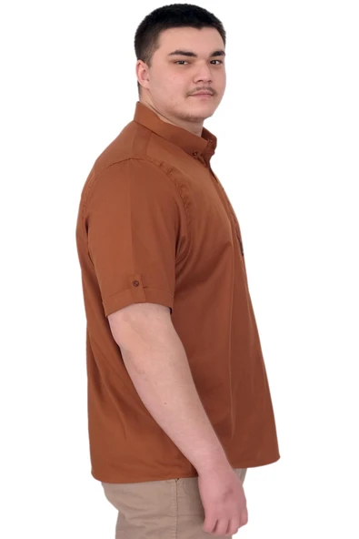 Mode XL Büyük Beden Erkek Gabardin Gömlek Mode09 U25603 Tarçın - Resim 2