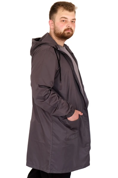 Mode XL Büyük Beden Erkek Yağmurluk Kapşonlu 22700 Antrasit - 3