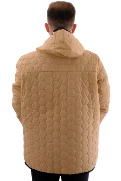 Mode XL Büyük Beden Erkek Mont Kapüşonlu U24608 Bej - 4