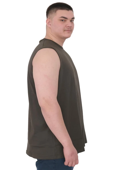 Mode XL Büyük Beden Erkek Atlet Nakışlı U25101 Haki - 2