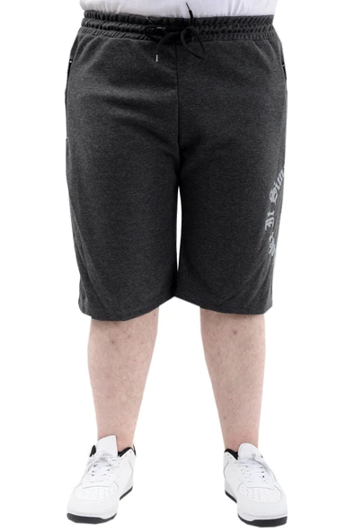 Mode XL Büyük Beden Erkek Kapri Şort Baskılı SIMPLE 24504 Antramelanj ürün görseli 1