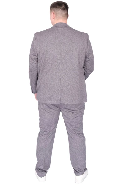 Mode XL Büyük Beden Erkek Takım Elbise Zara Tintin Basic 24020 Koyu Gri - Resim 4