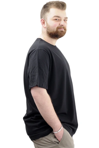 Mode XL Büyük Beden Baskılı Erkek T-Shirt Bisiklet Yaka SIMPLICITY U24046 Siyah - Resim 3