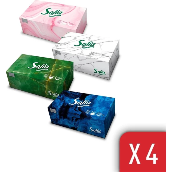 Sofia Kutu Mendil 100 Yaprak x 4 ürün görseli