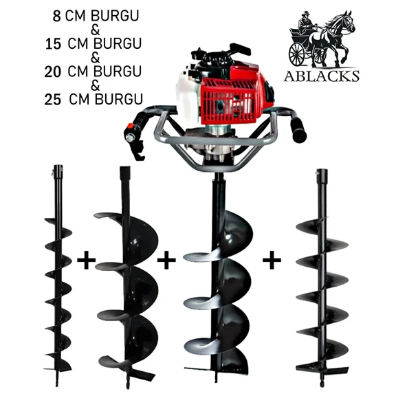 Ablacks Lüks Toprak Burgu Makinesi 8 – 15 – 20 – 25 Cm 4 Burgulu ürün görseli